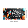 thumbnail image 1 of Colorful Welcome Back to School Banner with Planets Stars Rocket and School Supplies, Backdrop Decor for School Events Photography Props Classroom Decorations Party Decor, 1 of 3