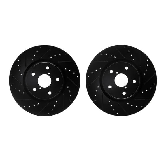 Dynamic Friction Company Front Brake Rotors-Drilled and Slotted-Black 8002-13004