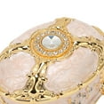 thumbnail image 4 of Vintage Oval Jewelry Box Retro Alloy Antique Enamel Gold Trim Rhinestone Trinket Storage Box Case White, 4 of 7