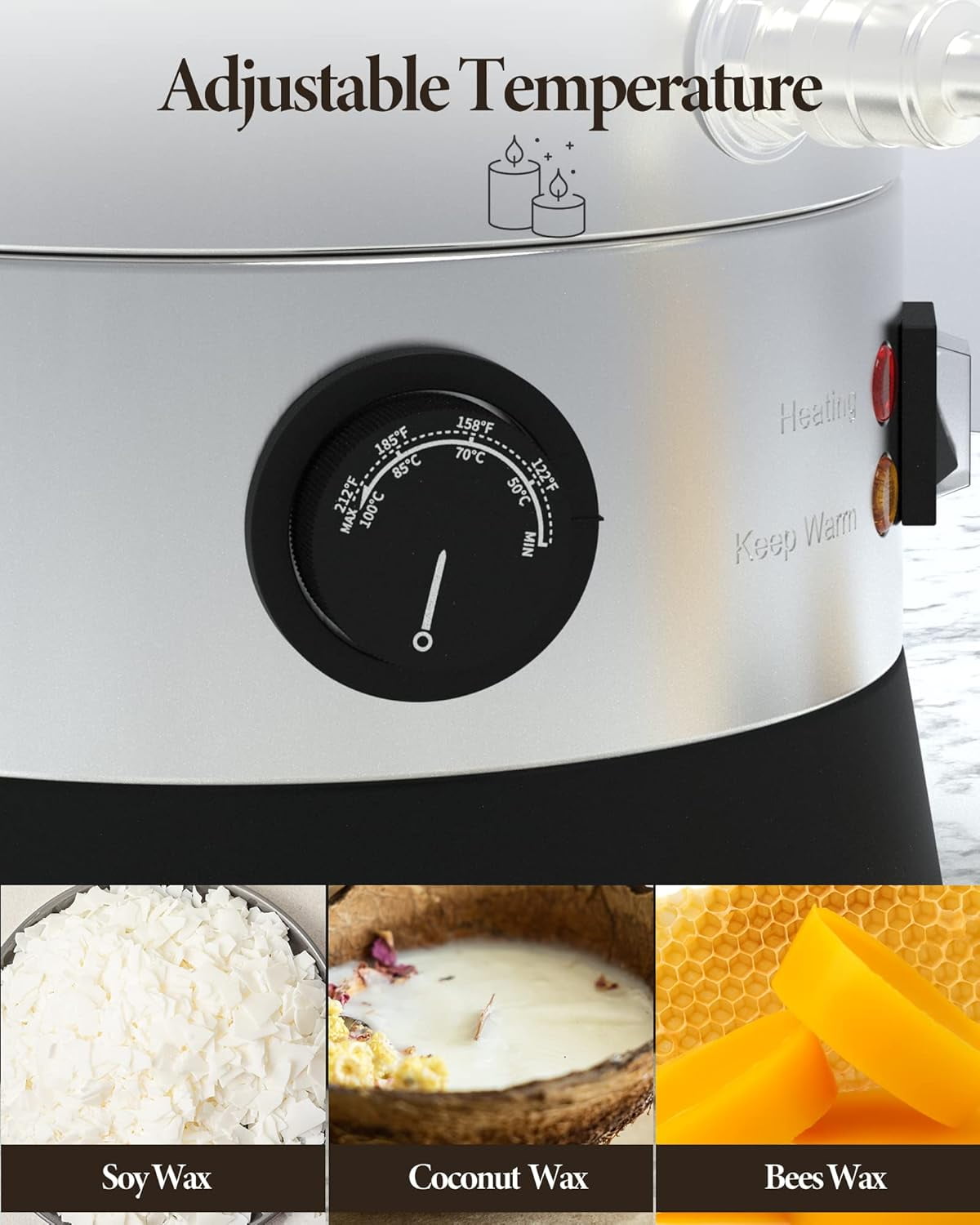 Ladcaser Wax Melter for Candle Making, 12L Large Wax Melting Furnace with Quick Pour Spout and Temp Control for Candle Soap Business Fast Easy Clean