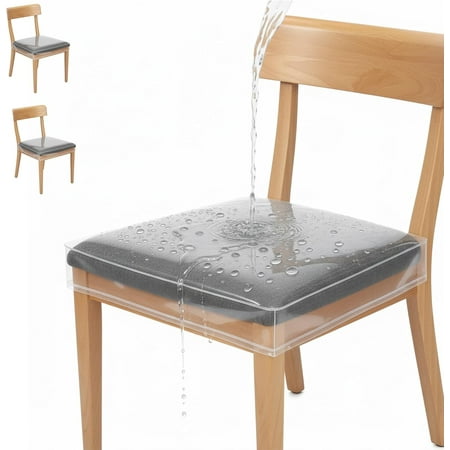Houseables Plastic Chair Covers, Plastic Seat Covers for Dining Chairs, Seat Protectors, Vinyl, Waterproof, Clear Cushion Protector for Cats, Kids, Kitchen Room Table, Fits 16-18 Inch, 2 Pack Set