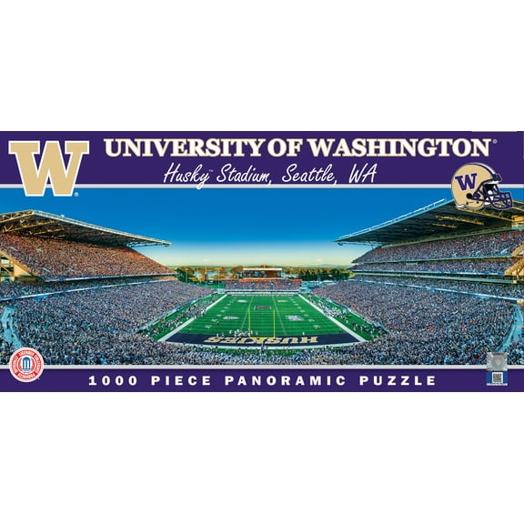 MasterPieces - 1000 Piece Jigsaw Puzzle, NCAA Washington Huskies, Panoramic Football Stadium View, Fun for Adults and Family, 13"x39"