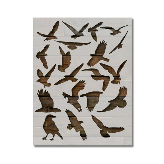 Crow Bird Seagull Eagle Birds Stencil Template Reusable 8.5 x 11 for Painting on Walls, Wood, Etc. By Stencilville