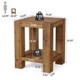thumbnail image 3 of Finmind 2-Tier Solid Wood Side Table, Farmhouse Small Square Sofa End Table with Storage Shelves for Living Room, Bedroom, Brown, 3 of 7