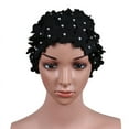 thumbnail image 3 of Women Pearl Floral Breathable Quick Dry Swim Cap For Long Hair, 3 of 4