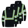 thumbnail image 2 of ProtectX 3-Pack Men's High Visibility Heavy Duty Breathable Long Sleeve Reflective Safety T-Shirts for Work Warehouse Construction, Class 3 Type R, Hoodie Black 2X Large, 2 of 6