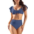 thumbnail image 1 of Traje de baño de dos piezas para mujer Conjunto de bikini de cintura alta con cordón y volantes Labymos  Traje de baño, 1 of 7