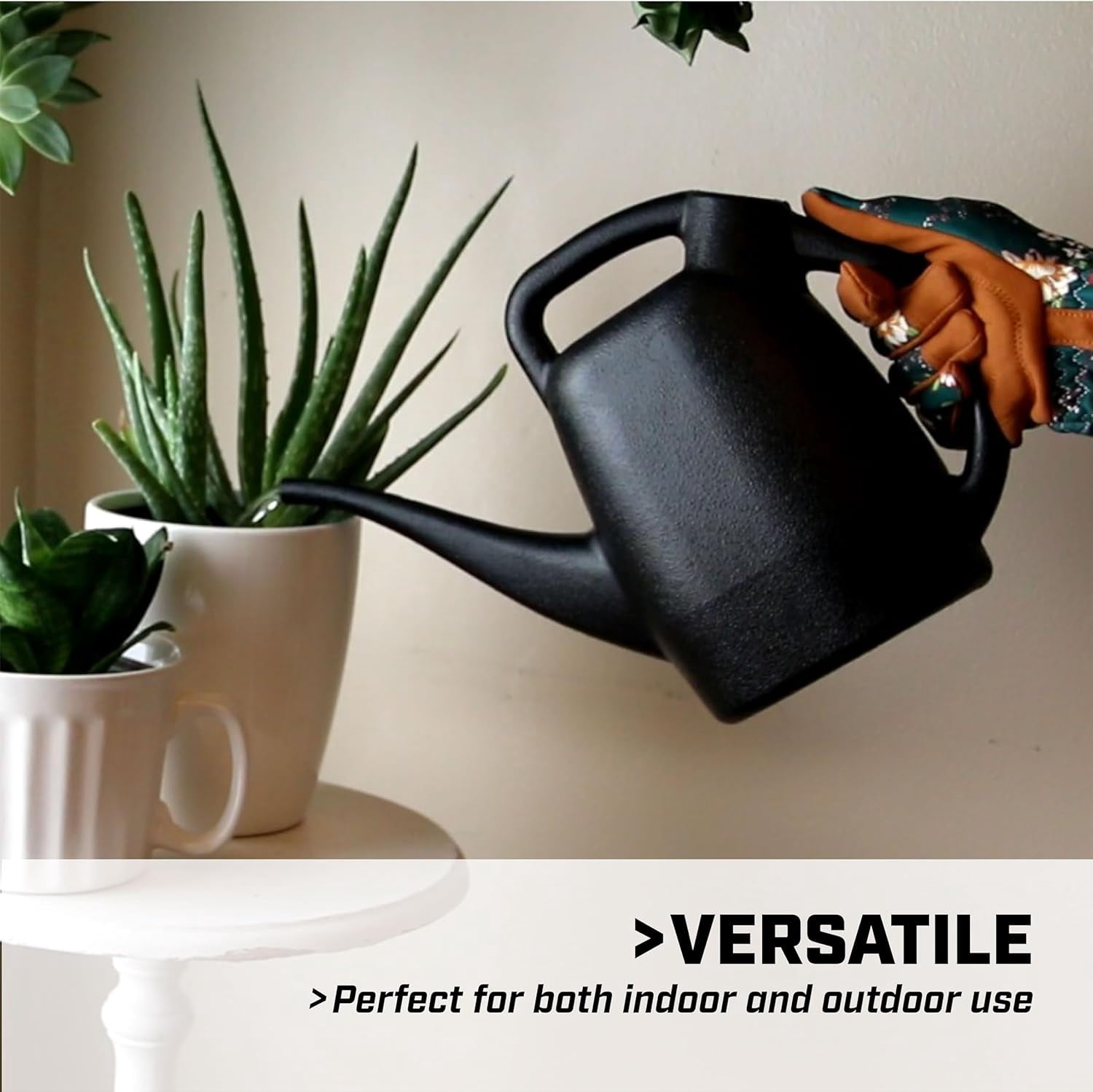 Chapin 48000 Watering Can, Garden, Indoor and Outdoor Plants, Recycled Plastic, A, Black, 0.5 Gallon (2.3 Liters)