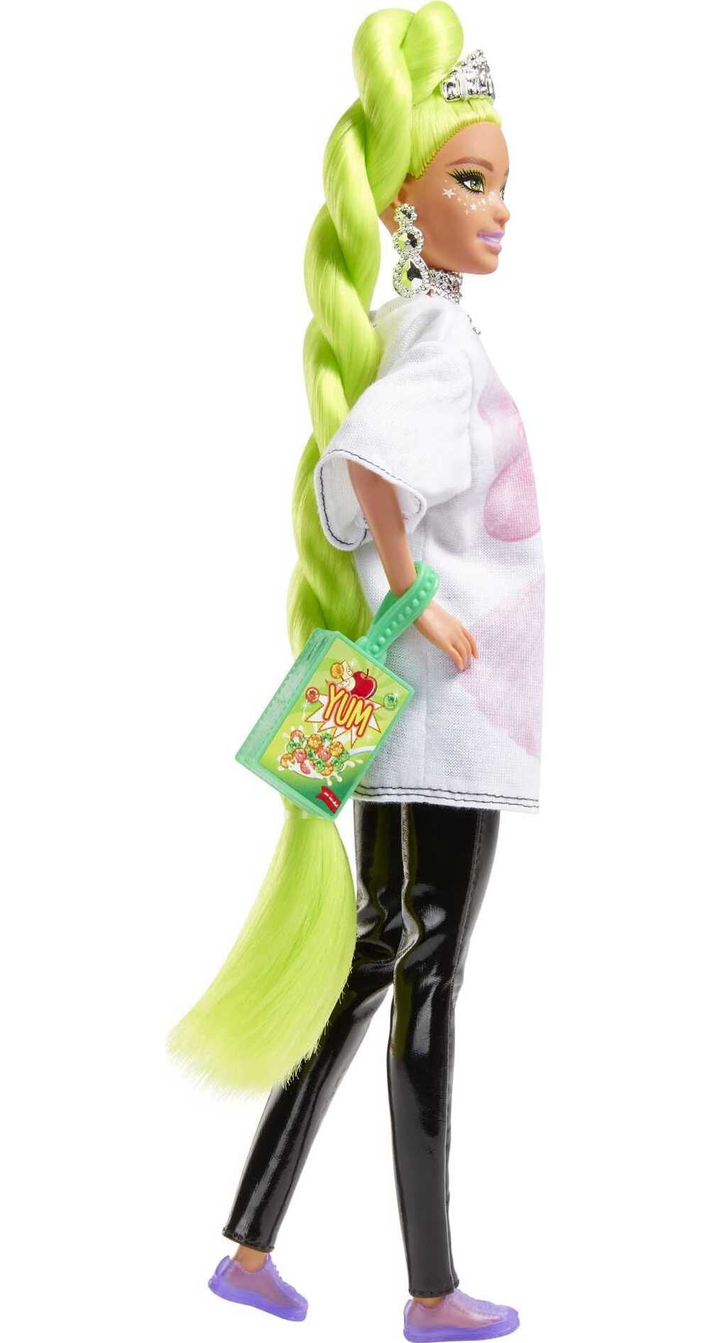 Barbie Extra Fashion Doll with Neon Green Haird with Feather Boa