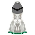 thumbnail image 4 of TiaoBug Women's Metallic Alien Dress Halter Neck Shiny Holographic Dance Dresses Green XXL, 4 of 5