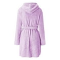 thumbnail image 4 of LEEYNEER Short Robes for Women Super Soft Plush Fuzzy Hooded Bathrobe Lightweight Knee Length Nightgown Pajamas Sleepwear Housecoat, 4 of 4