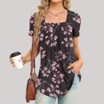 thumbnail image 2 of Blusa con estampado de manga corta y cuello cuadrado informal cómoda a la moda para mujer OAVQHLG3B Store  lin121212, 2 of 4