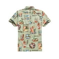 thumbnail image 2 of Made in Hawaii Men's Hawaiian Shirt Aloha Shirt in Surfboards and Palms in Green M, 2 of 3