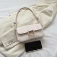 thumbnail image 4 of Bolsa De Axila Bolso de axila para mujer Bolso de compras simple de color sólido retro de cuero de PU (blanco), 4 of 8