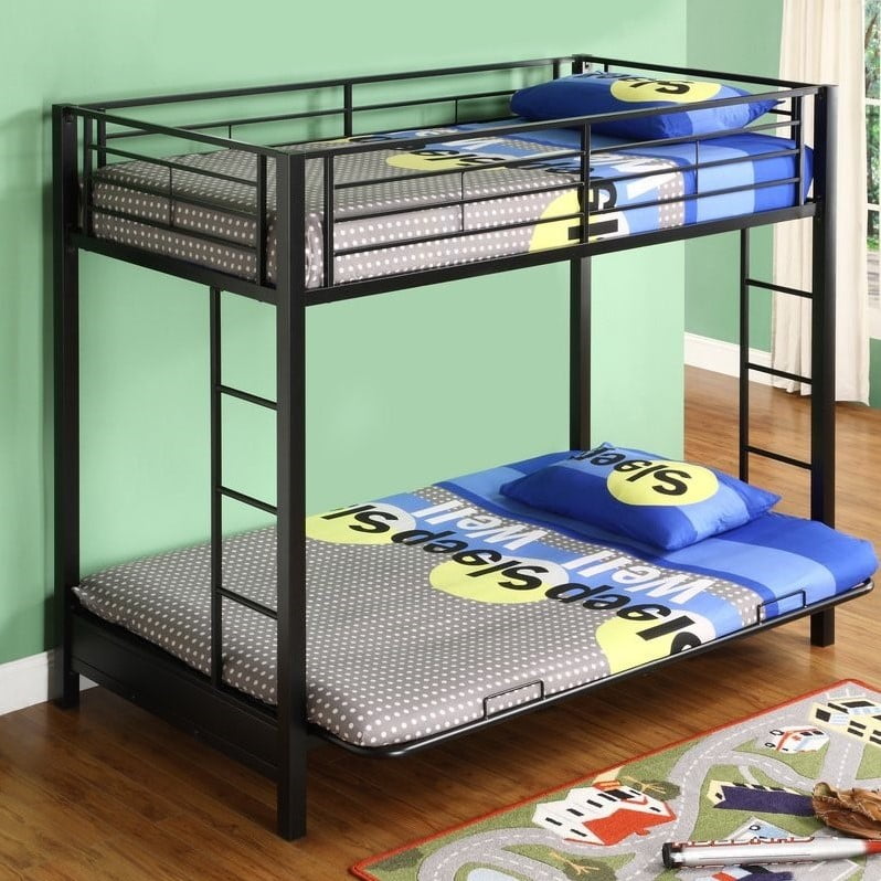 Walker Edison Sunset Metal Twin Over Futon Bunk Bed Frame In Black