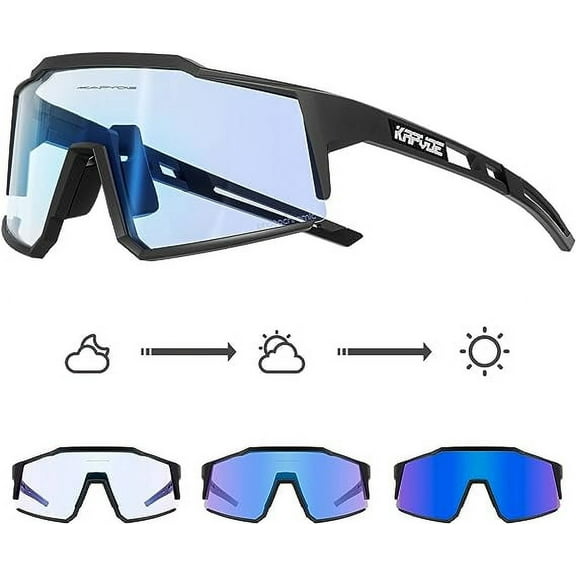 KAPVOE Photochromic Cycling Sunglasses MTB Clear Mountain Bike Transition Bicycle Sunglasses for Men Women