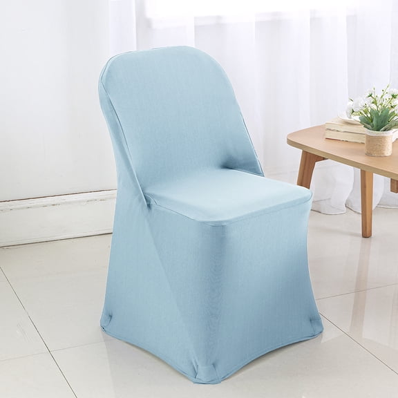 Wedding Linens Inc. (2pcs) Premium (200 GSM) Spandex Stretch lycra Fitted Folding Chair Cover Event Chair Covers For Wedding Party Catering - Baby Blue