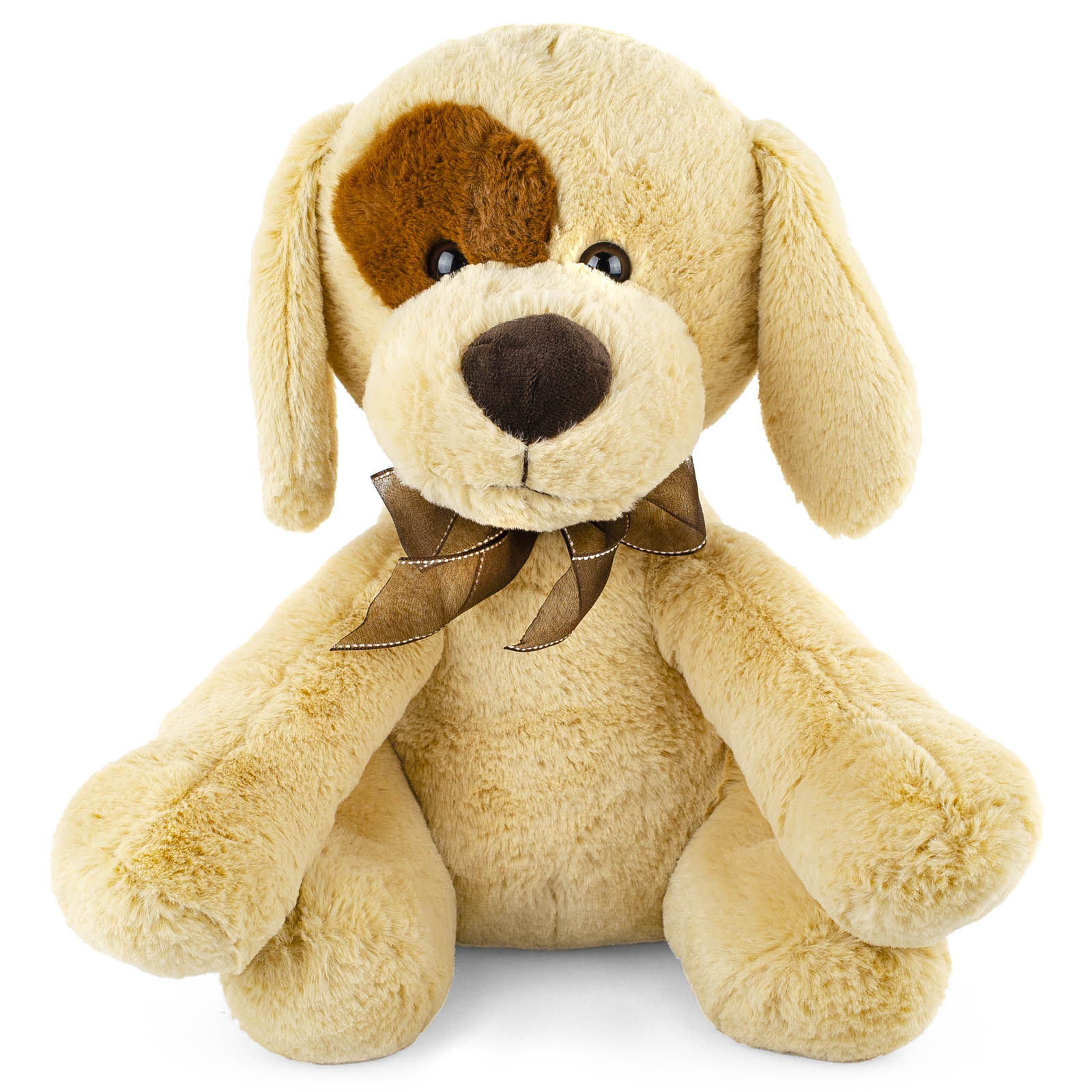 Plush Sitting Eye Patch Dog Stuffed Animal Toy Adorable Sitting Puppy 