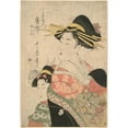 thumbnail image 2 of Kitagawa Utamaro 14x18 Gold Ornate Wood Frame and Double Matted Museum Art Print Titled - Portrait of Beauty, Karakoto at Choji-Ya (Late 18th Century - Ca. 1806), 2 of 4