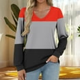 thumbnail image 2 of Arnsht Long Sleeve Shirts for Women 2025 V-Neck Comfortable Casual Color Blocking Fall Tops Loose Fit Tunic Tops Red XL, 2 of 5