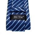 thumbnail image 6 of Hi-Tie Blue Stripe Ties for Men Silk Formal Neckties Pocket Square Cufflinks for Wedding Business, 6 of 7