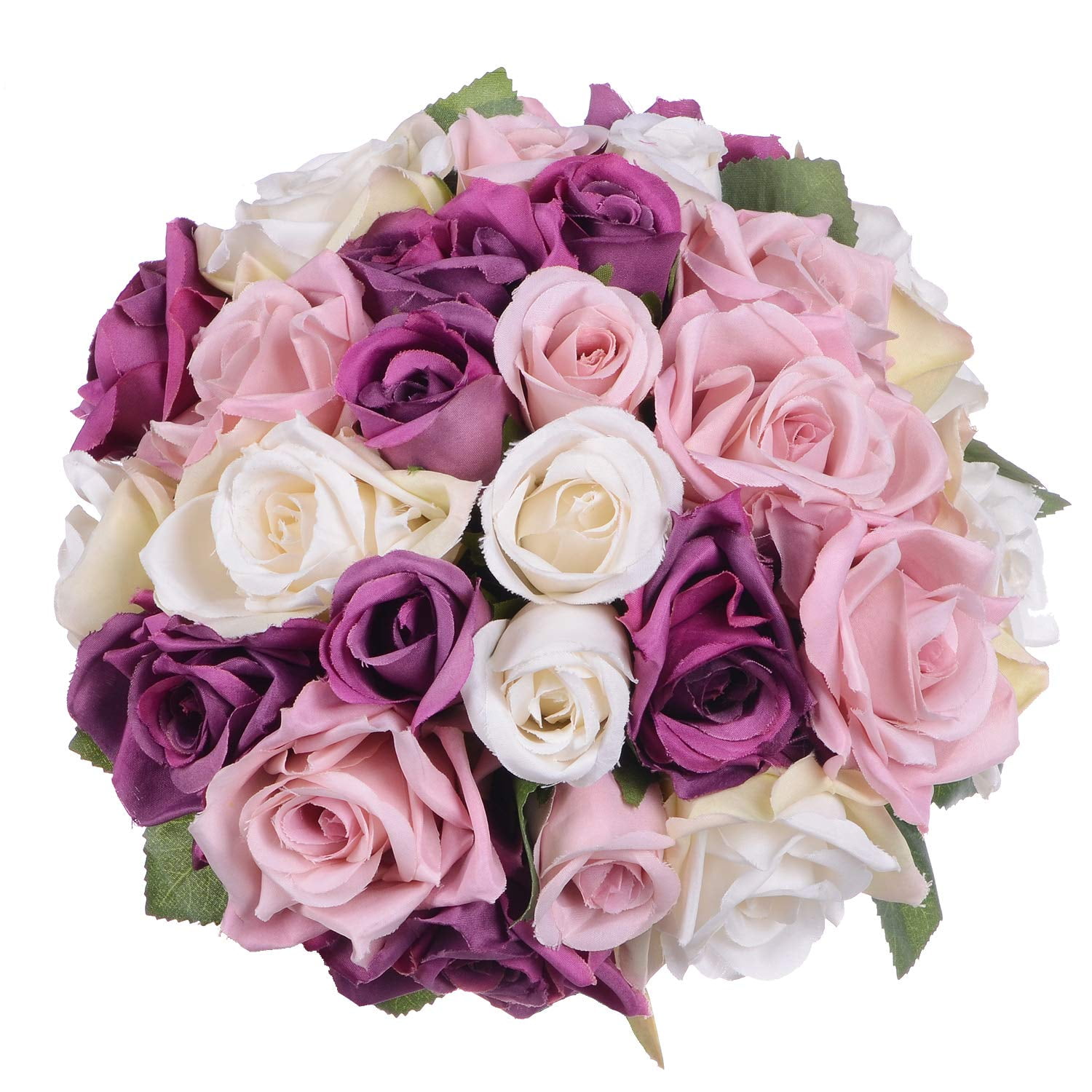 Coolmade Artificial Flower Rose Bouquet Fake Flower Silk Plastic Artificial White Rose 9 Bride