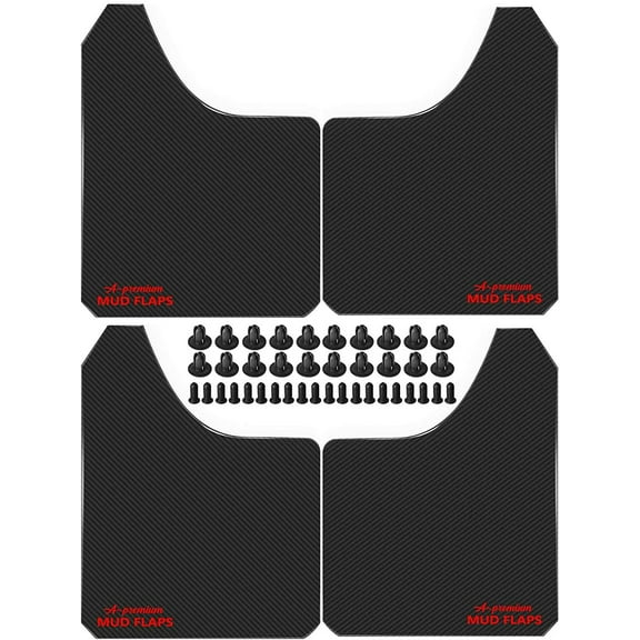 A-Premium 4 Pcs Black Universal Splash Guards Mud Flaps Mudflaps Mudguard Fender Flares for Car Pickup Truck SUV with Hardware Front and Rear