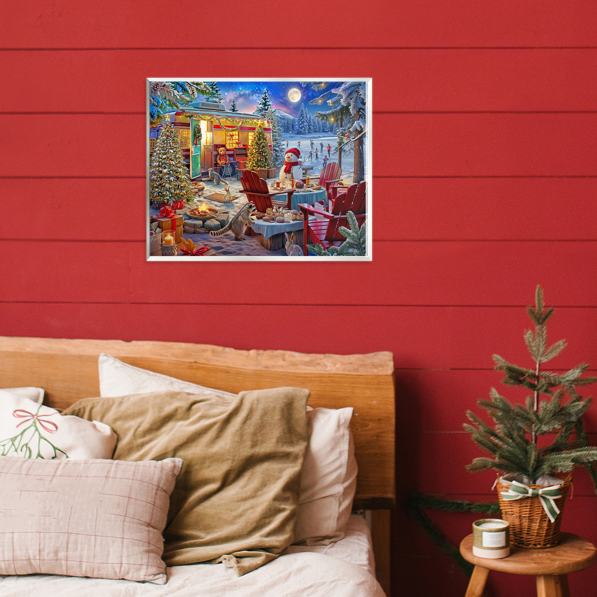Winter Holiday Camper Party Wall Plaque Art, design by Henriette Chinaglia