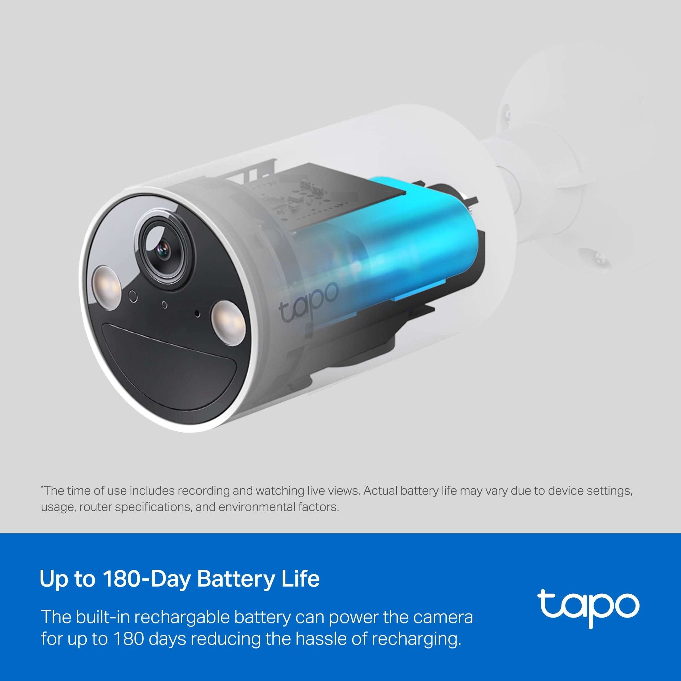 TP-Link Tapo Wireless Indoor/Outdoor 2K Security Camera, Waterproof, Rechargeable, Battery-Powered, Install Anywhere, Local or Cloud Storage - Subscription not Required, Two-Way Audio - TC82(2-pack)