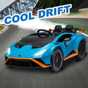 Lamborghini 24V Powered Ride On Car, Lamborghini Electric Cars Ride On Toy for Kids 3-6, 24V Ride Ons with Remote Control, 4 Wheelers Electric Car Toy for Kids, Bluetooth, 360° Spin, LED Lights, Blue