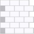 thumbnail image 1 of piezas de pegatinas 3D para azulejos, pegatinas de pared, azulejos de metro autoadhesivos impermeables, protector contra salpicaduras de cocina adhesivo, pegatinas de pared de ladrillo 3D para baño, 25,4 x 25,4 cm (blanco y plateado) Vhermosa BST3076014, 1 of 5