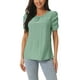 thumbnail image 1 of INSPIRAR CHIC Blusas de Manga Corta Fruncidas para Mujeres, Blusas Elegantes y Casuales con Cuello Redondo, Camisetas de Verano XL Verde, 1 of 5