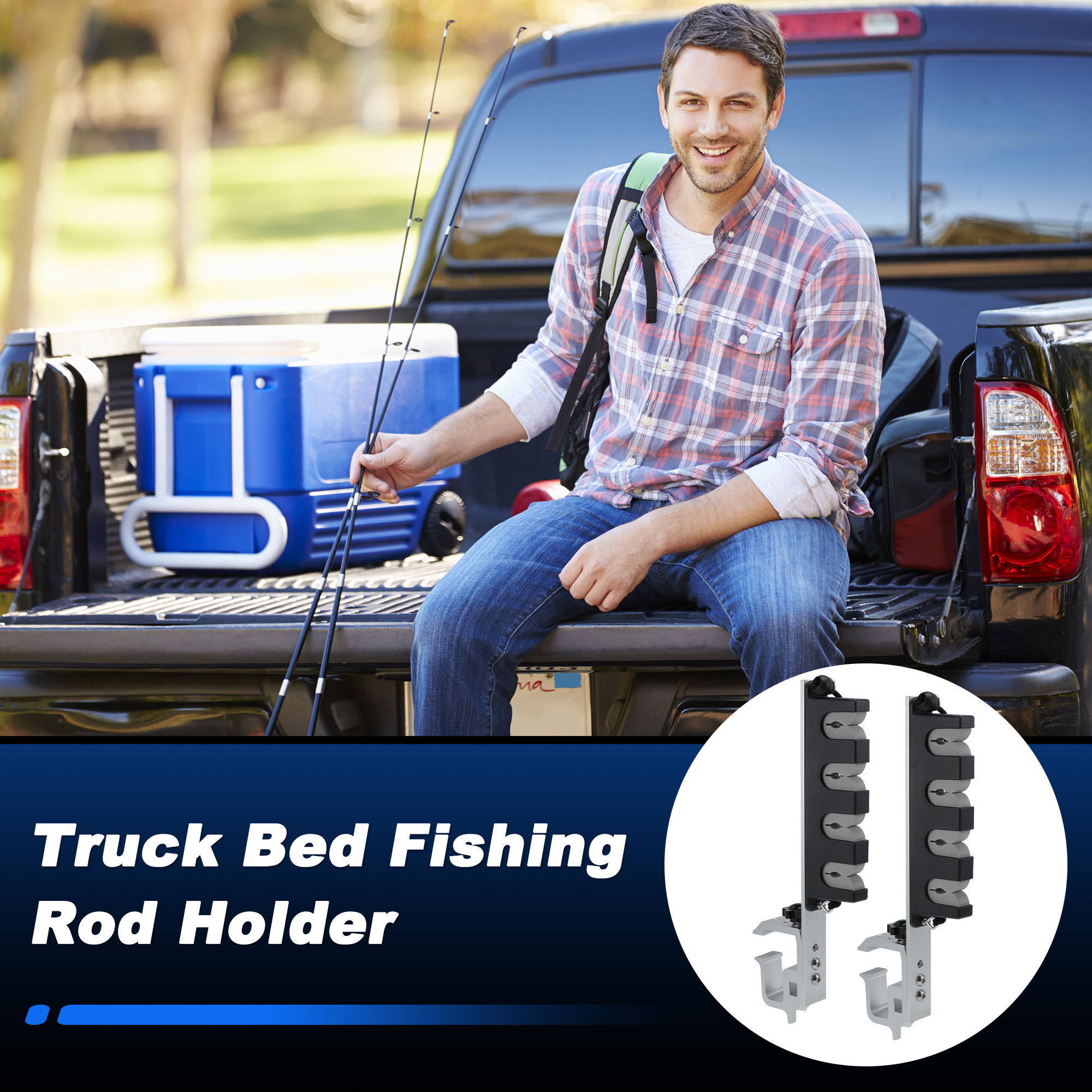 Unique Bargains Fishing Rod Holder with C-Clamp Mount Black\Silver\Grey