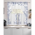 thumbnail image 2 of Blue Spring Floral Kitchen Curtains Sets 24 Inch Length with Valance, Summer Flowers Botanical Swag Valances and Tiers Curtain Set Drapes Swag Curtains for Living Room, Bathroom, Bedroom, Cafe, 2 of 6