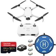 Skyrover S1 4K Drone with Remote Controller, White, Bundle with 64GB UHS-I U3 microSDXC Memory Card, 15.7 Landing Pad and Strobe Anti-Collision Light