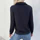 thumbnail image 4 of Mujeres manga larga solapa sudadera otoño moda vintage Plaid impresión costura mujeres pullover tops negro XL, 4 of 6