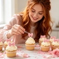 thumbnail image 6 of MYUNNIL Pink Bow Cupcake Decorations, 1" Mini Cute Flat Matte Resin Bow Themed Cake Toppers, Easy to Use Reusable Dessert Decor for Party Wedding, 6 of 9