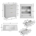 thumbnail image 2 of 30" Fluted Bathroom Vanity with Sink, Farmhouse Freestanding Bathroom Sink Cabinet with 2 Drawers & 1 Flip-Down Drawer, Easy Assembly & Cleaning, White, 2 of 7