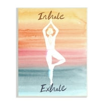 Stupell Industries Inhale Exhale Soothing Yoga Pose Watercolor Effect Wood Wall Art, 10 x 15, Design by Kate Eldridge