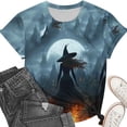 thumbnail image 3 of Halloween Shirts for Women Witch Castle Graphic Print Tops Casual Crewneck Short Sleeve Tees Fall Festival Holiday T-Shirts Flattering Daily Wear, 3 of 6