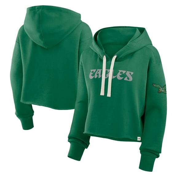 Women's Fanatics Kelly Green Philadelphia Eagles Oversized Hometown Heritage Cropped Hoodie