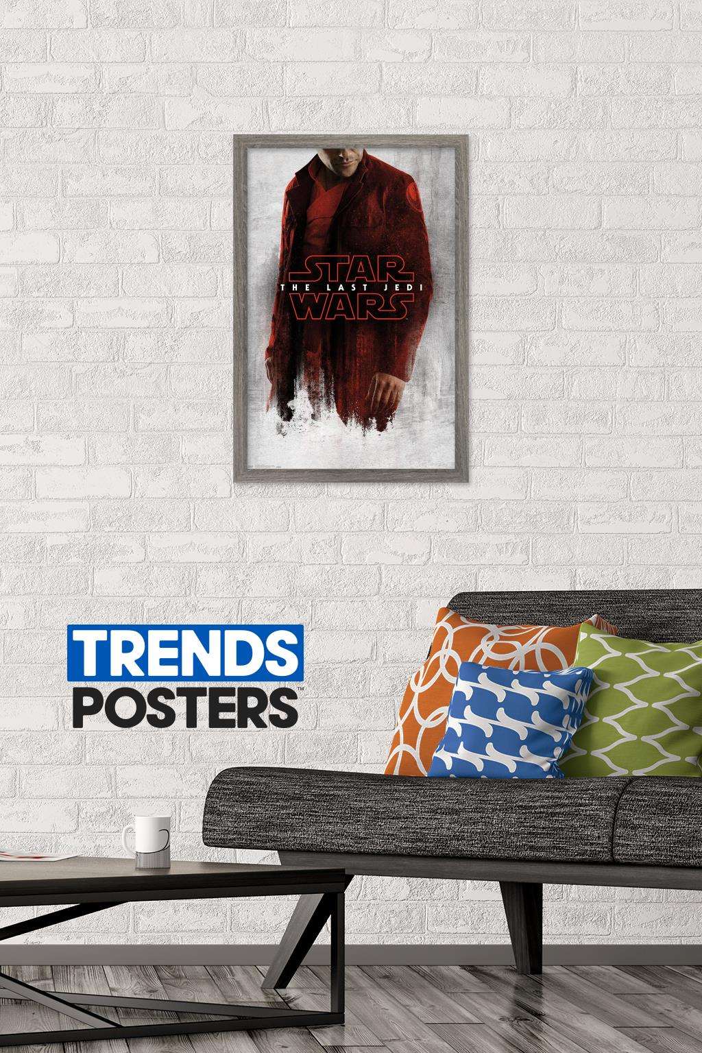 Star Wars: The Last Jedi - Red Poe Wall Poster, 14.725" x 22.375", Framed