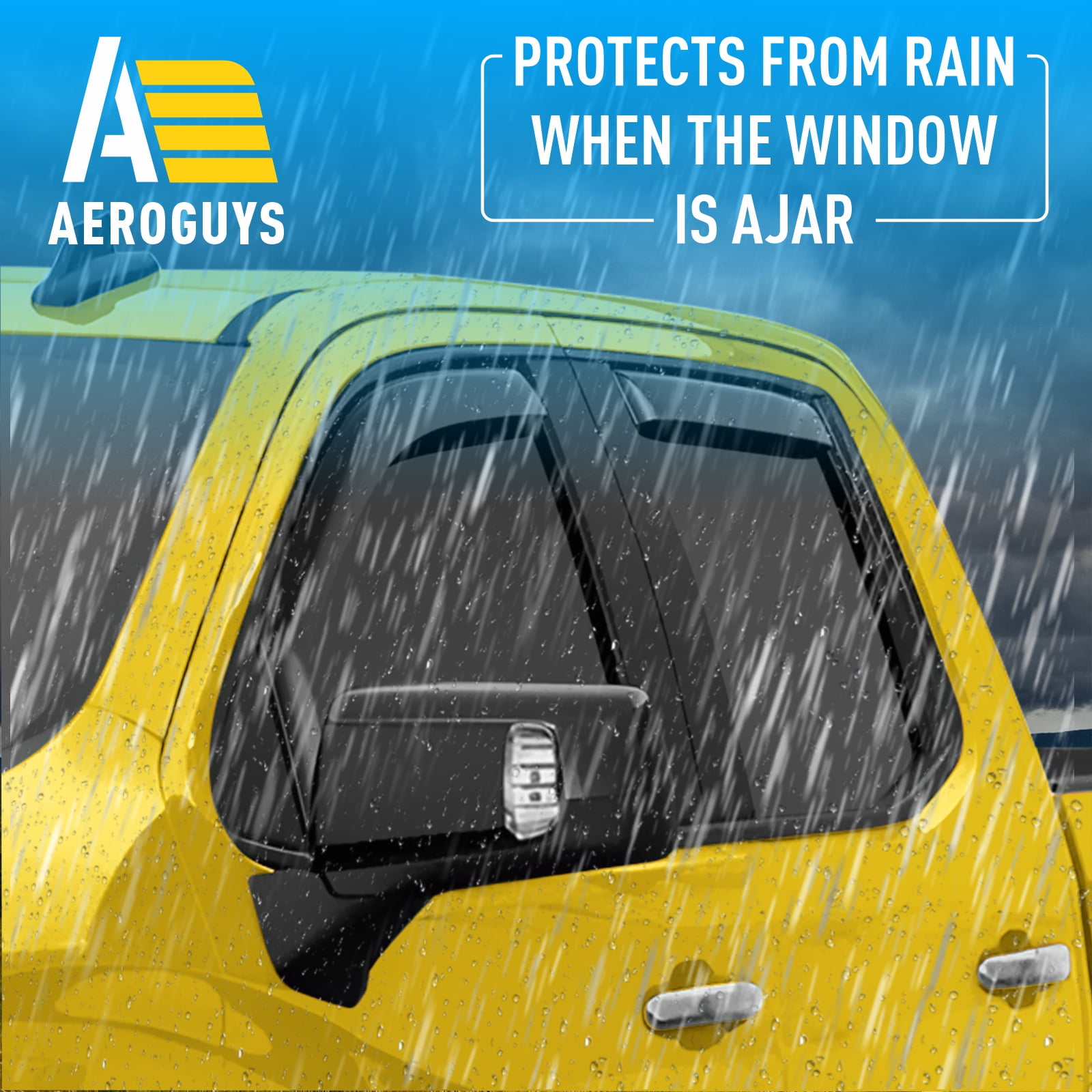 AEROGUYS Extra Durable Window Deflectors in-Channel Window Visors Rain Guards Fit for Chevrolet (Chevy) Silverado 1500 2019-2026 Double Cab, Sun Visors, Exterior Truck Accessorie - 4 pcs. AG0023