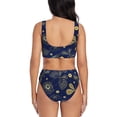 thumbnail image 3 of Wukai Vintage Golden Butterfly Women's Bikini Set Two Piece,wimsuit High Waisted V Neck Twist Front Adjustable Spaghetti Straps Bathing Suit-XX-Large, 3 of 7