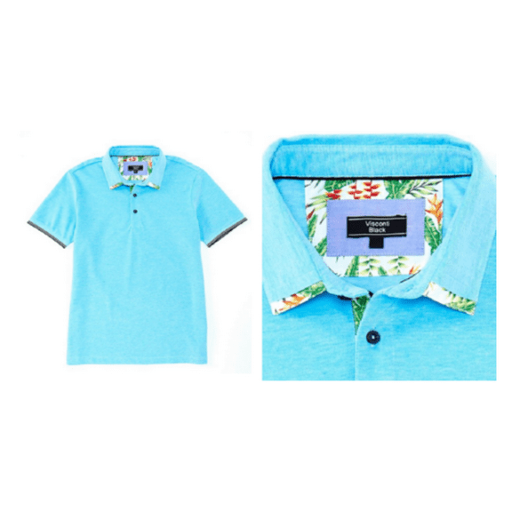 $99 Visconti Solid Short-Sleeve Polo Shirt , Turquoise , Size L