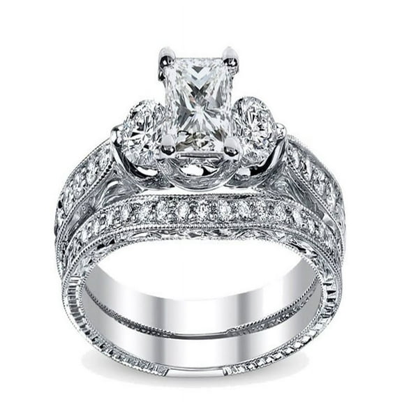 Luxurious Vintage Matching wedding Ring set 1 Carat Princess Cut Diamond on 10k Gold