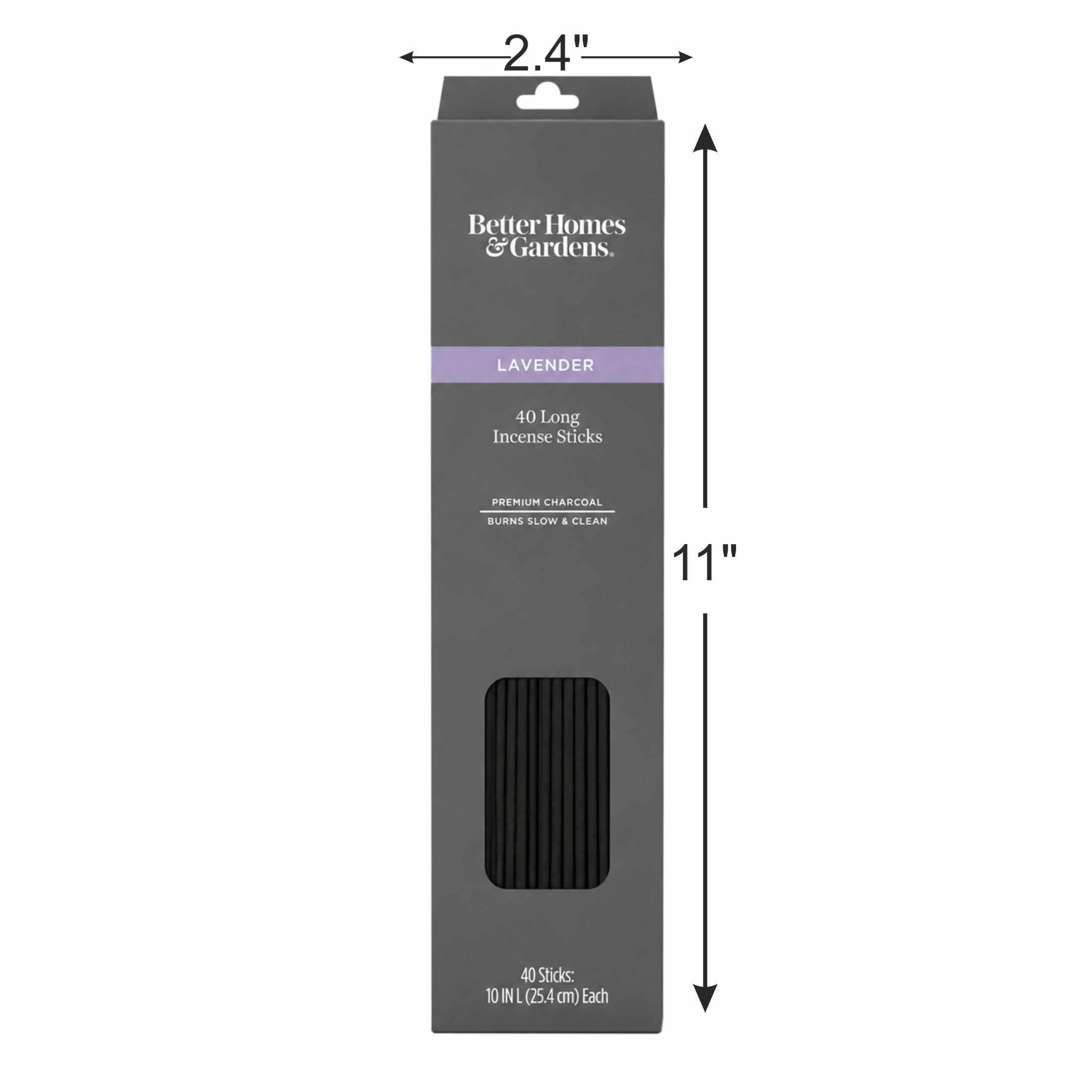 (3 pack) Better Homes & Gardens 10” Premium Charcoal Incense Sticks, Lavender, 40 Pack