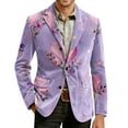 thumbnail image 5 of Men's Printed Corduroy Pocket Blazer, Casual Suit Cardigan Jacket, Light Purple, XXXL, 5 of 6