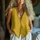 thumbnail image 2 of Talla grande Tops de tallas grandes,Blusa holgada de manga larga con cuello en V para mujer, mezcla de lino suave, ideal para uso diario, sopatenor, 2 of 9