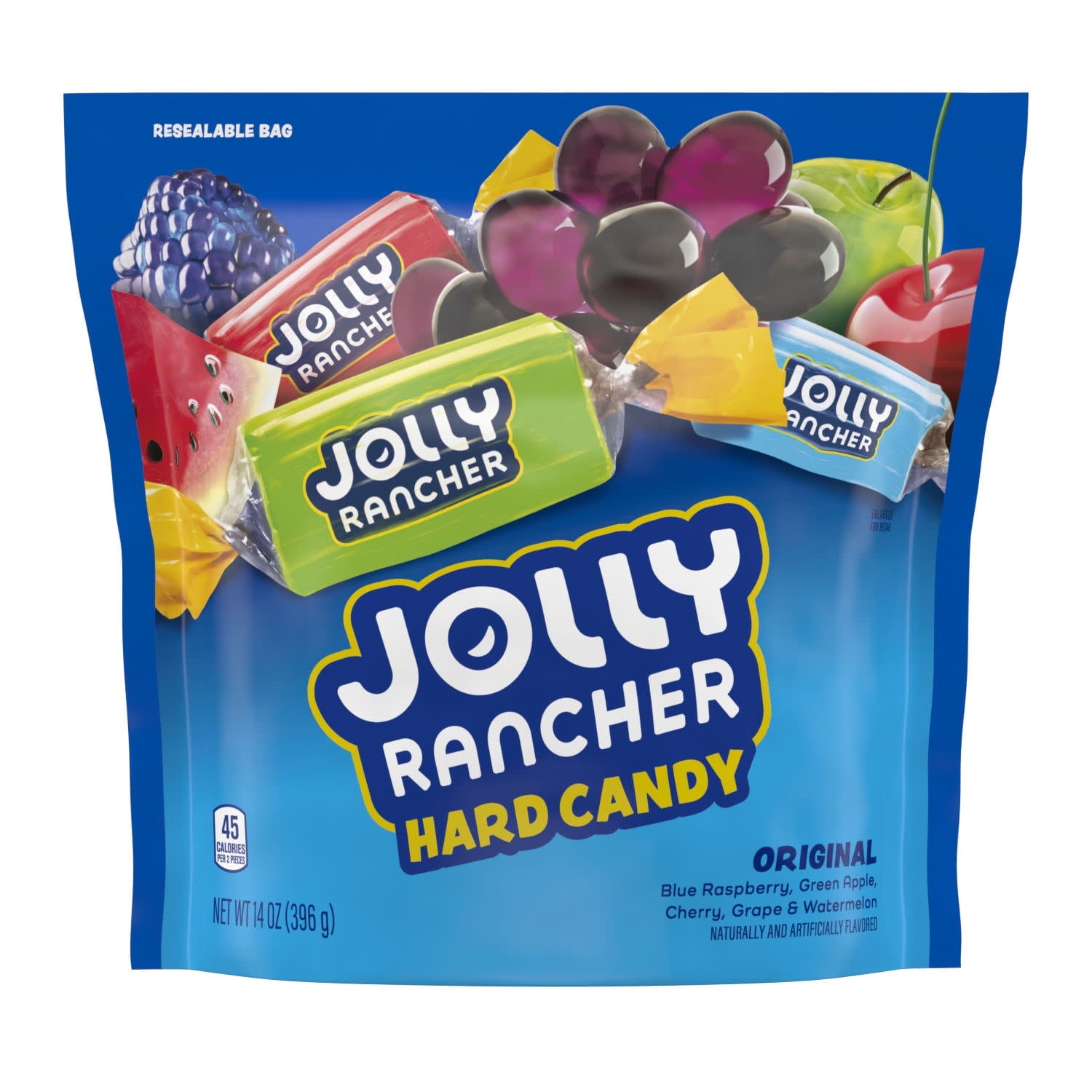 Jolly Rancher Assorted Fruit Flavored Hard Candy, Resealable Bag 14 oz(pack of 4)